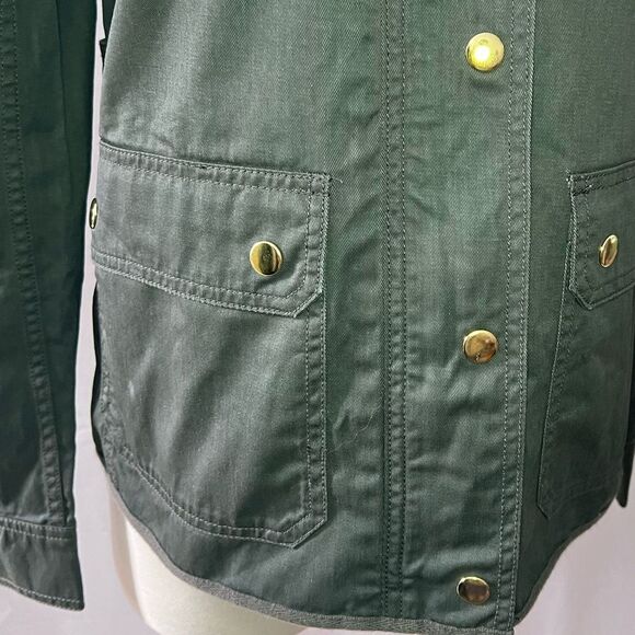 J. Crew Resin Coated Twill Field Jacket Mossy Green Size Small - Picture 4 of 11